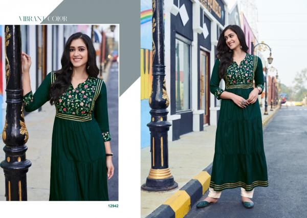 Kalaroop Zoya Beautiful Rayon Festive Wear Long Kurti 